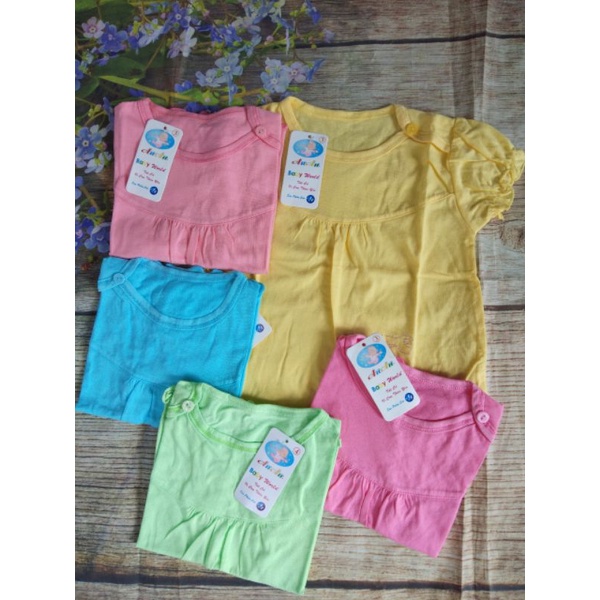Bộ thun cotton tay ngắn 5 màu cài nút vai mặc nhà bé gái Anan dễ thương cho bé (sơ sinh đến 12kg)