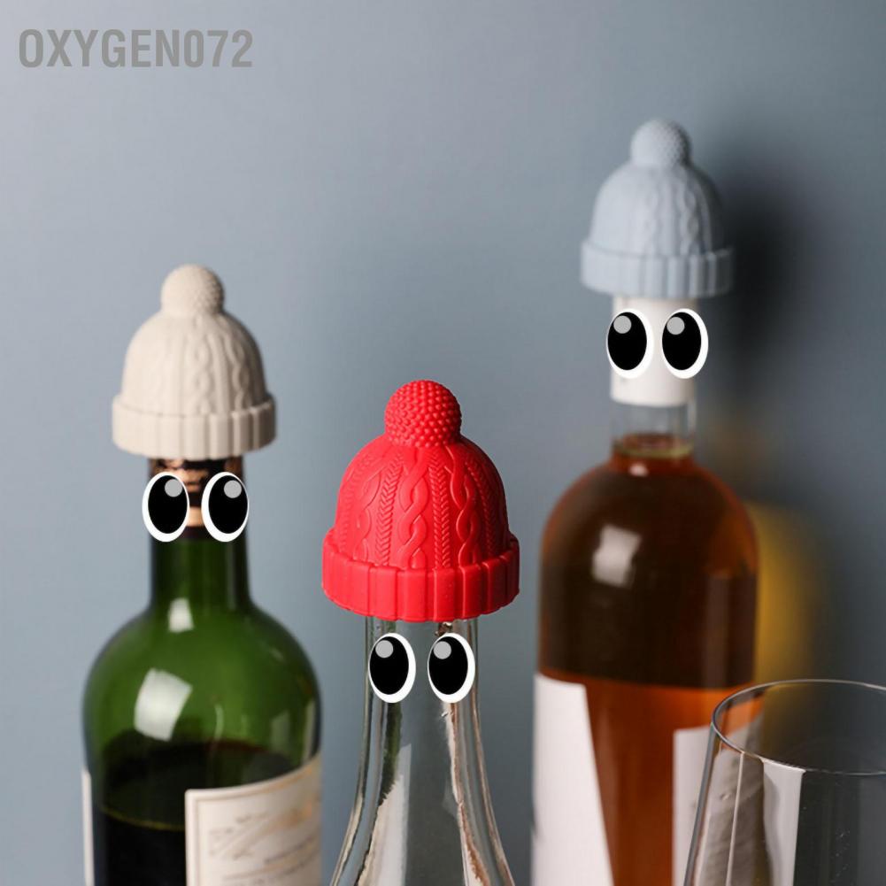 Oxygen072 Oxygen072 Đan Beanie Hình Chai Rượu Nắp Silicone Bảo Quản Tiết Kiệm Có Thể Tái Sử Dụng Cho Whisky Bia