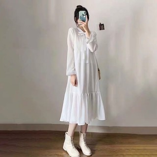 Váy đầm babydoll tay bồng dáng dài siêu đáng yêu hai màu