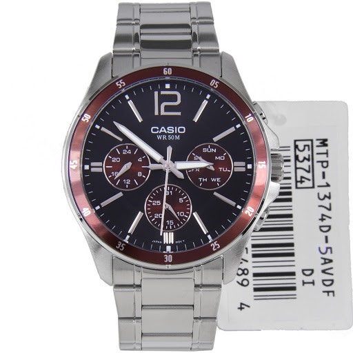 (FREE SHIP) Đồng hồ nam Casio MTP-1374D-5AVDF 6 Kim dây kim loại - Casio chính hãng