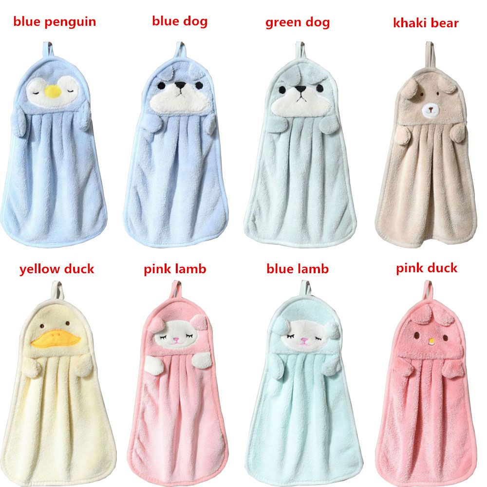 Khăn lau tay treo tường KUNHEV mềm mại thiết kế hoạt hình cho nhà bếp phòng tắm