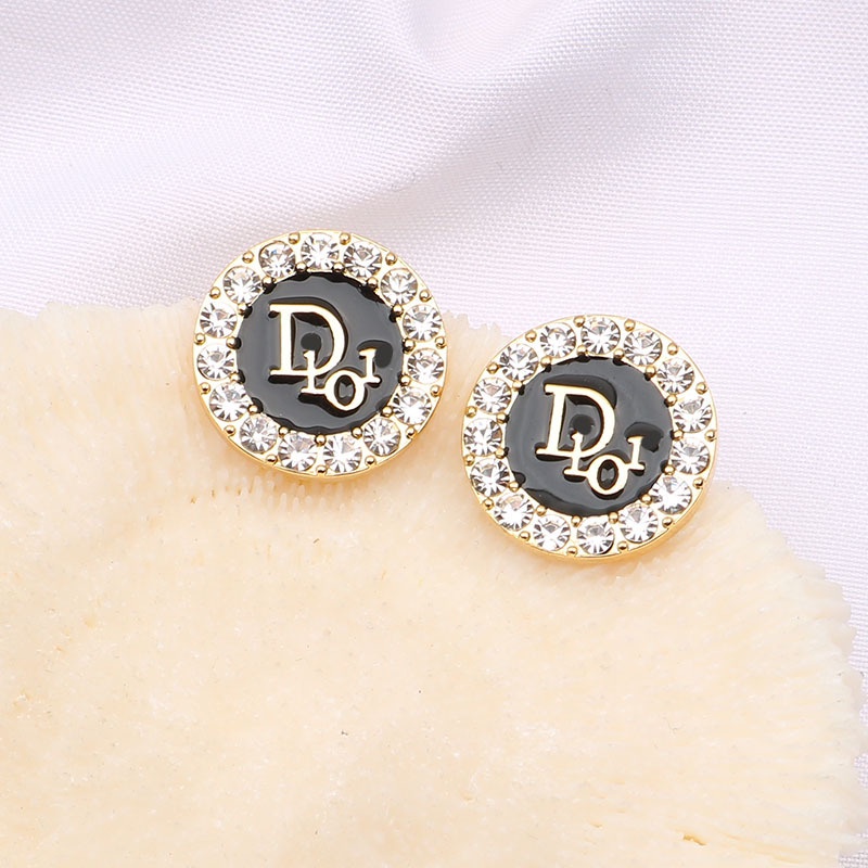 Bông tai nữ thương hiệu D mặt đen đính đá TB432 TOBI STORE