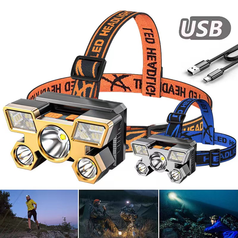 Đèn Pin đội đầu Siêu Sáng Cảm Biến Chuyển Động Cơ Thể Sạc Cổng Usb