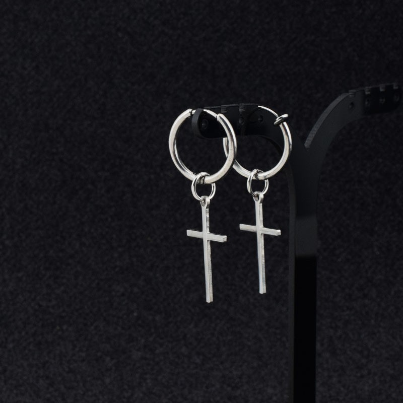 Khuyên tai nam - khuyên tai V BTS - bông tai Unisex, khuyên tai thánh giá, khuyên titan không gỉ