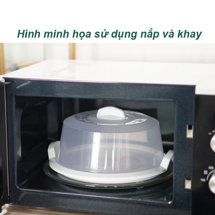 Nắp đậy trong lò vi sóng, nắp nhựa lò vi sóng 23cm có quai cầm, lỗ thoát khí, Thái Lan sx. 5304