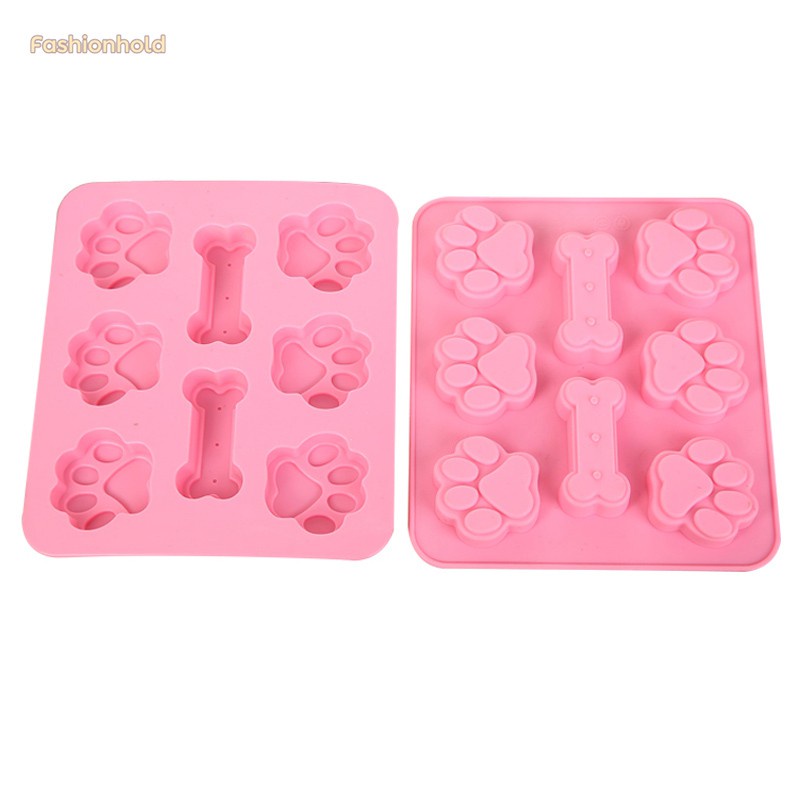 Silicone Cake Mold Dog Paw Bone Shape Muffin Tray Candy Cookie Jelly Chocolate Moulds Baking Tool