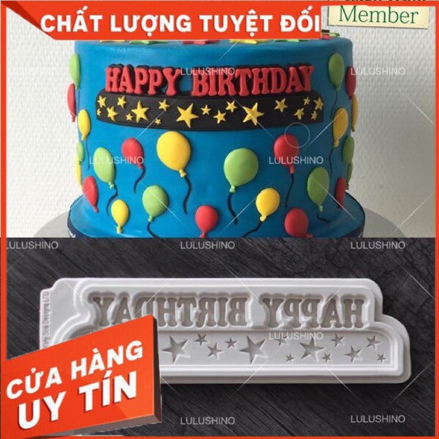 Khuôn silicol 4D Dây chữ HPBD sao