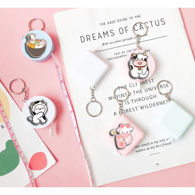 Móc chìa khoá bò sữa kèm thước dây MKTD1 cute dễ thương hoạt hình thần tượng