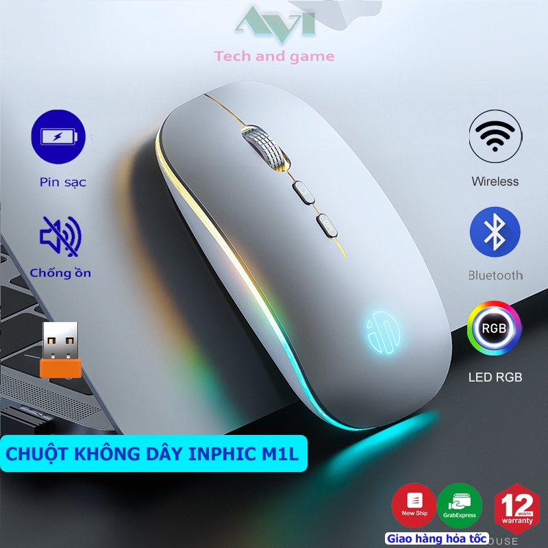 Chuột Không Dây Wireless INPHIC M1L CHỐNG ỔN - SIÊU NHẠY, sạc pin 1 lần dùng 8 tuần phong cách laptop táo [CHÍNH HÃNG]