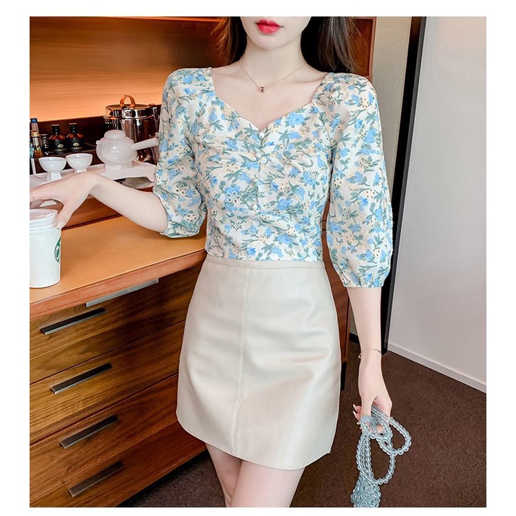 Áo Sơ Mi Tay Lửng Ôm Eo In Họa Tiết Hoa Phong Cách Mori Thời Trang Mùa Hè Hàng Mới Dành Cho Bạn Nữ