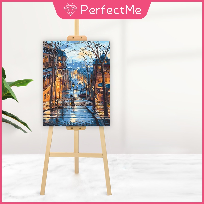 Bộ tranh sơn dầu 40x50cm tự làm họa tiết khung cảnh đêm Canal Canal dùng để trang trí nhà tiện dụng