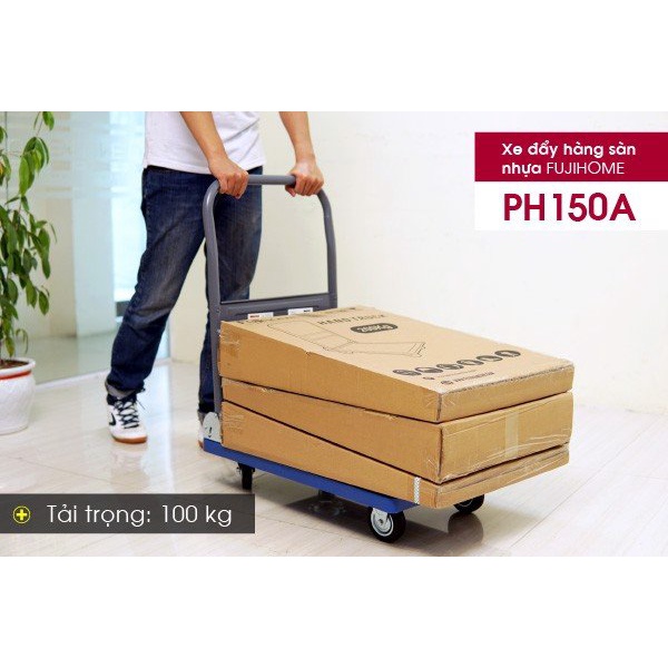 Xe đẩy hàng 4 bánh gấp gọn 200kg nhập khẩu FUJIHOME,bánh cao su không ồn, xe kéo hàng gấp gọn đa năng giá rẻ