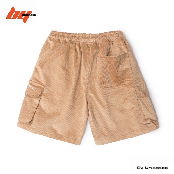 Quần short túi hộp local brand By UniSpace unisex nam nữ vải nhung tăm thêu