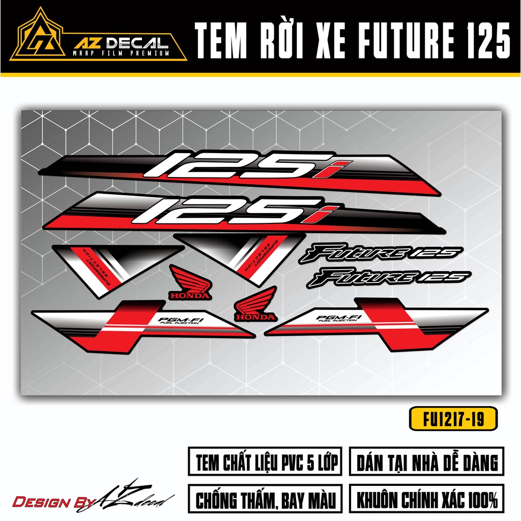 Team Dán Xe Future FI 125i Đời 2012 - 2022 Thiết Kế Đẹp | FU-19 | Tem Xe Future 125 Chất Liệu Cao Cấp Chống Phai Màu