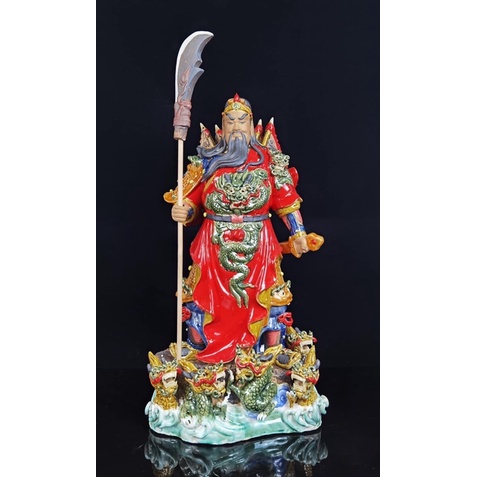 Tượng Quan Công đứng cầm đao - Tượng Quan Thánh gốm sứ Giang Tây cao cấp