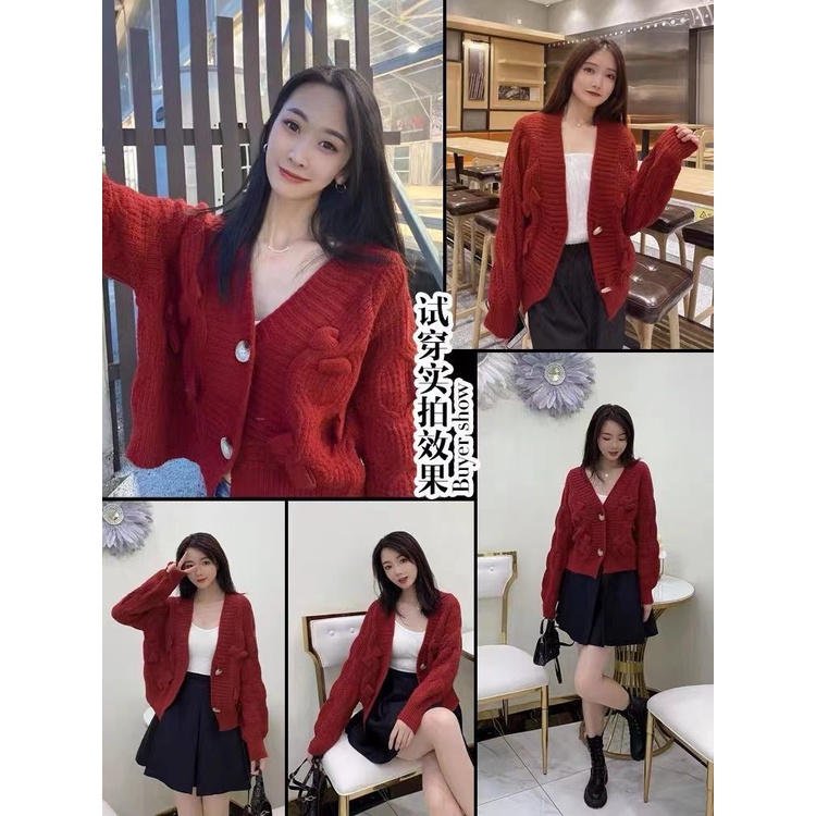 Áo Khoác Cardigan BigSize Dệt Kim Cổ Chữ V Dáng Rộng Phong Cách Nhật Bản Thời Trang Thu Đông Cho Nữ Size S-2XL