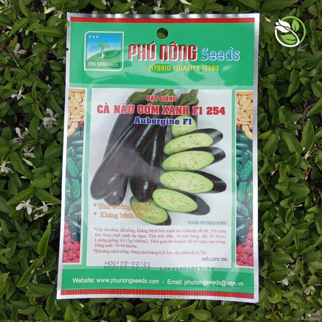 Hạt Giống Cà Tím Dài F1 PN-65 và Cà Nâu Cơm Xanh F1 254 Phú Nông - Aubergine