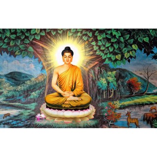 Tranh đính đá toàn bộ 5D tự làm- Đức Phật Thích Ca dưới gốc cây bồ đề