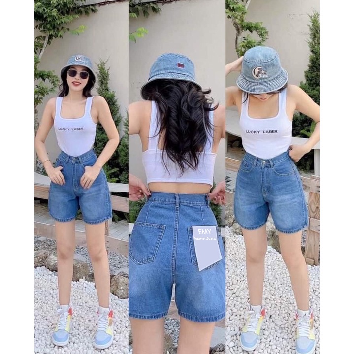 Quần short jeans ngố lửng lưng cao ulzzang Emilyshop