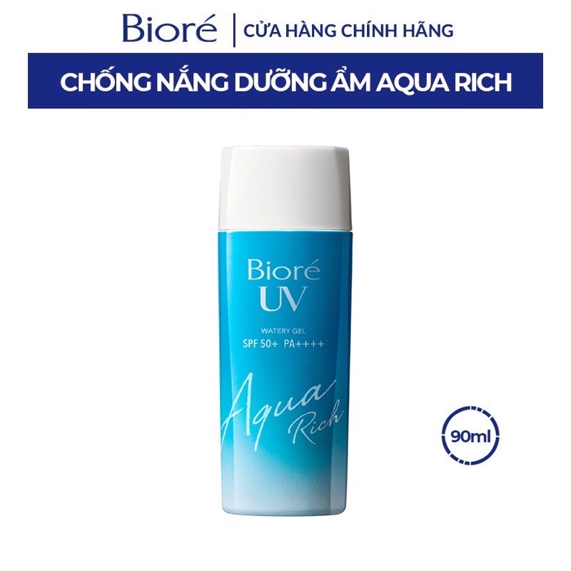 Gel chống nắng công nghệ màng nước Biore UV Aqua Rich Watery Gel SPF50 PA++++ 90ml