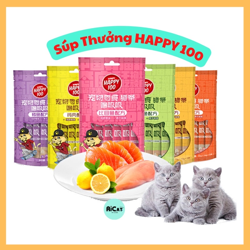 Súp Thưởng WANPY HAPPY100 Cho Mèo (14g x 5 thanh)