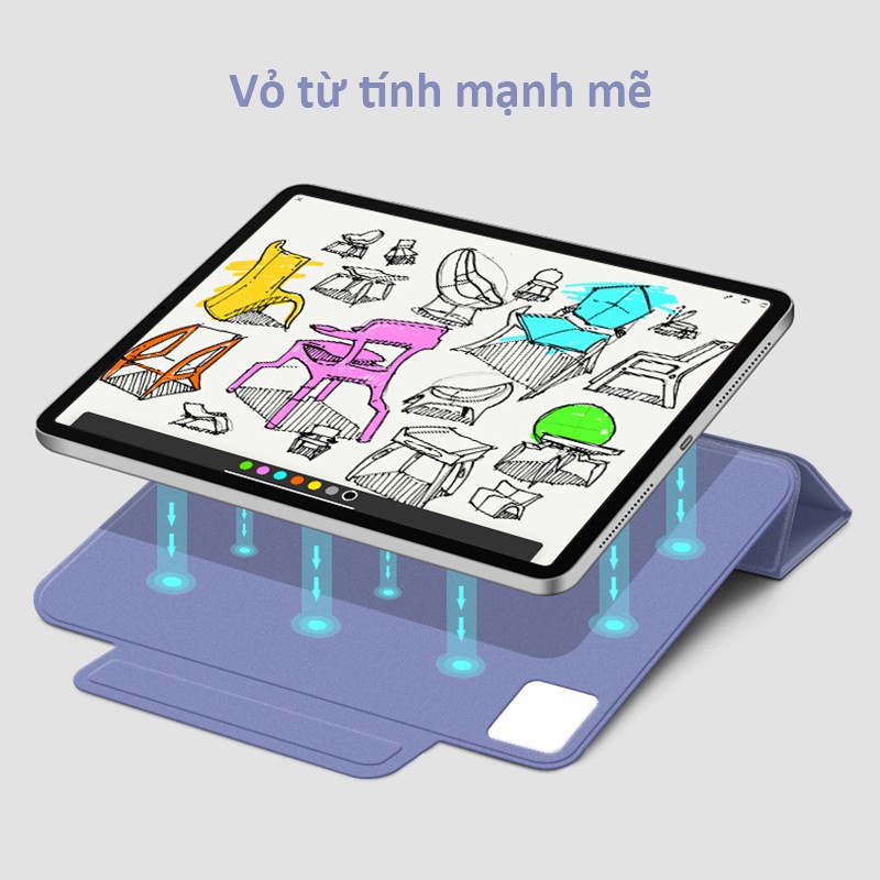 Bao Da Máy Tính Bảng Có Khóa Gài Nam Châm tương thích với iPad Pro 11 Pro 12.9 Mini 6 Air 5 Air 4 10th Generation 10.9
