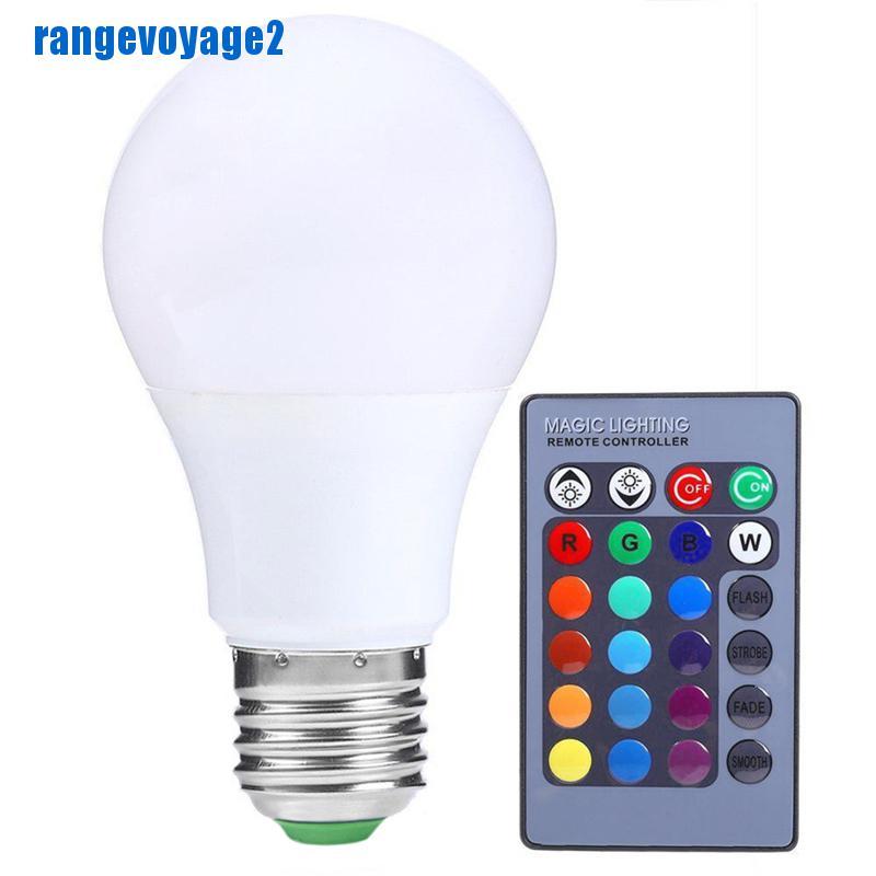 Set 2 Bóng Đèn Led Rgb E27 Thay Đổi Màu Sắc Kèm Điều Khiển Từ Xa