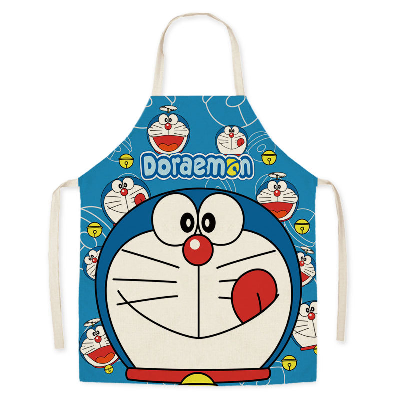 Hoạt Hình Tạp Dề Vải Lanh In Hình Doraemon Đáng Yêu Cho Gia Đình