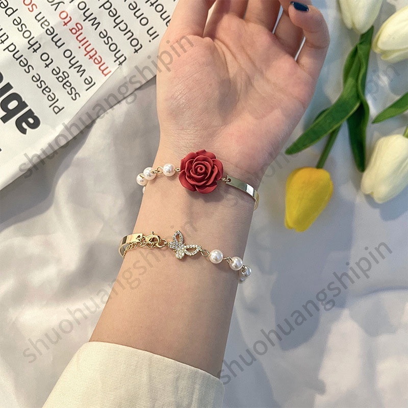 Vòng Tay Đính Nơ Và Ngọc Trai Thời Trang Hàn Quốc Đơn Giản