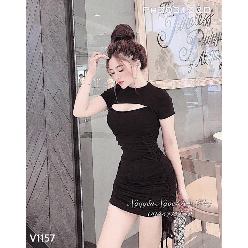 Đầm cut out ngực rút dây 2 bên sexy tôn dáng cực hot