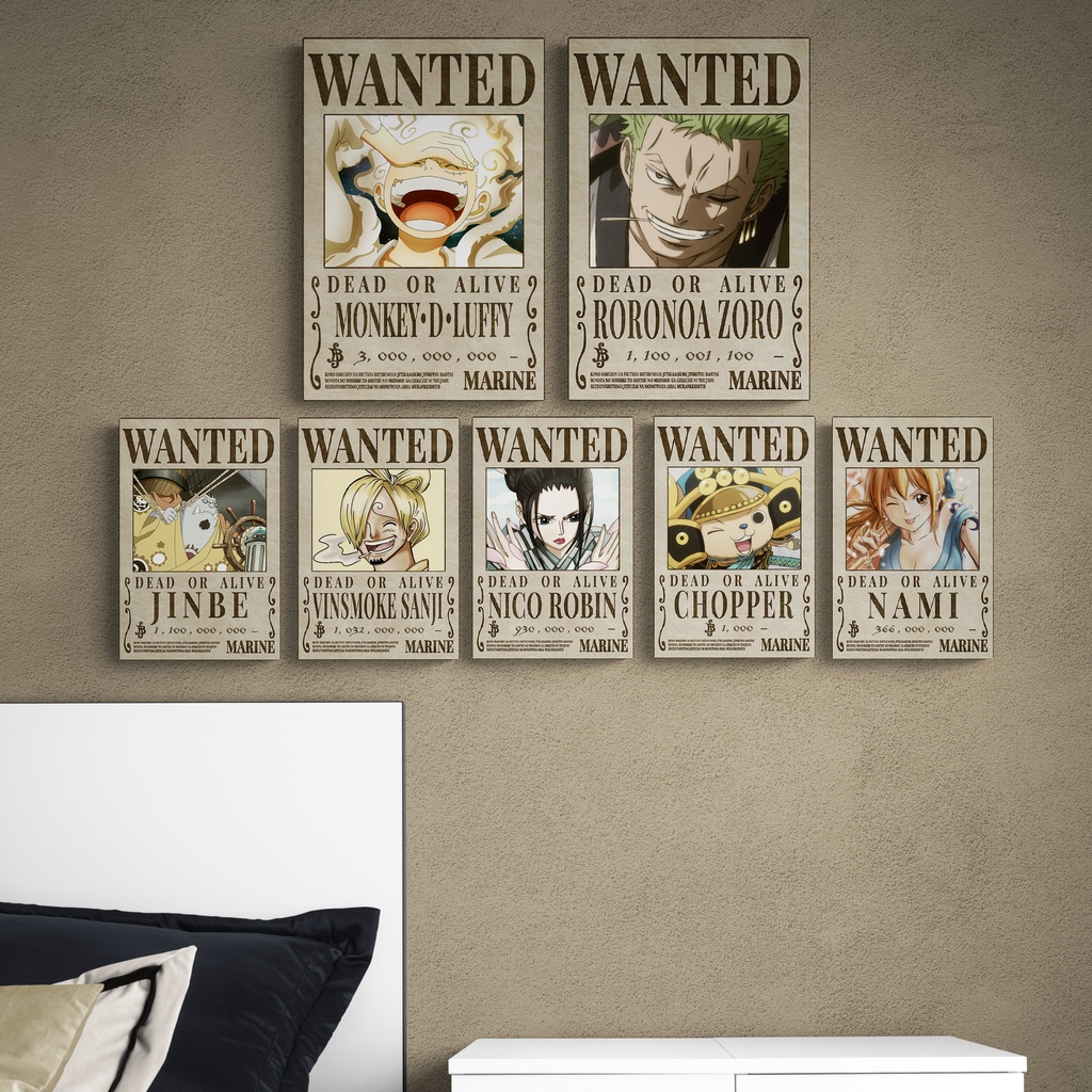 Bộ 7 tranh dán tường chất liệu Fomex, chủ đề OP wanted , tranh decor có sẵn băng keo 2 mặt