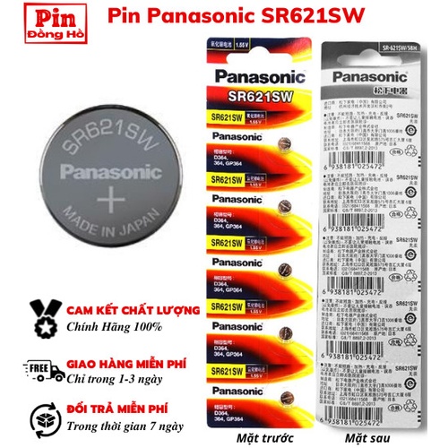 Pin 621 Panasonic SR621SW 1 vỉ 5 viên. Pin sr621 dùng cho cmos, thiết bị điện tử, pin đồng hồ, bảng mạch điện tử,
