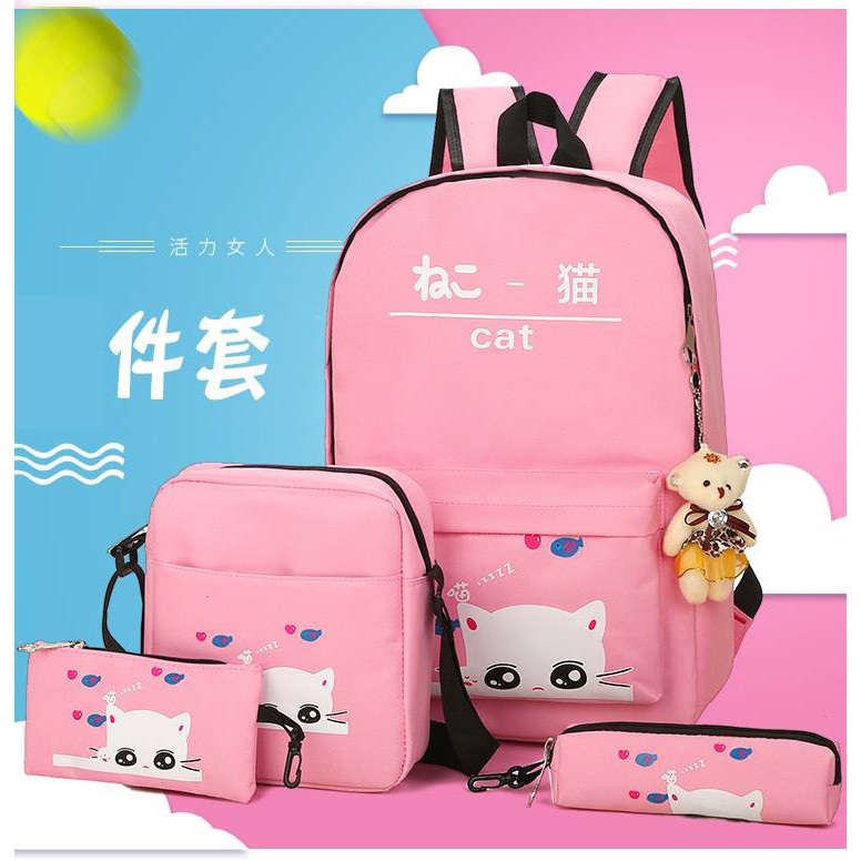 Set Balo 4 món họa tiết dễ thươngđi học
