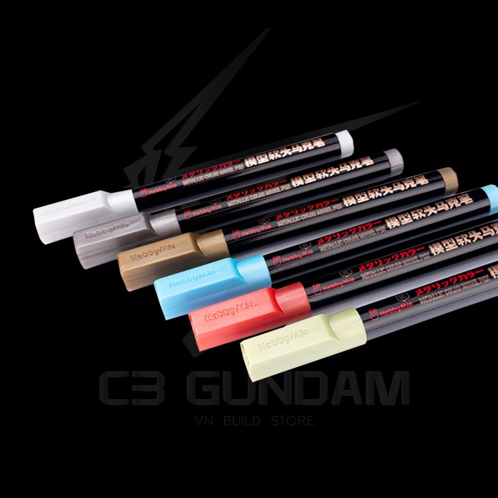 BÚT SƠN VẼ MÔ HÌNH GUNDAM CAO CẤP ĐẦU LÔNG GUNDAM MARKER HOBBY MIO TOOL METALLIC COLOR -MÀU KIM LOẠI SUPER METALIC BASIC