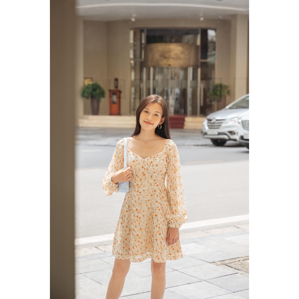 Đầm hoa tay bồng Ceci Cela New 99% - Size M
