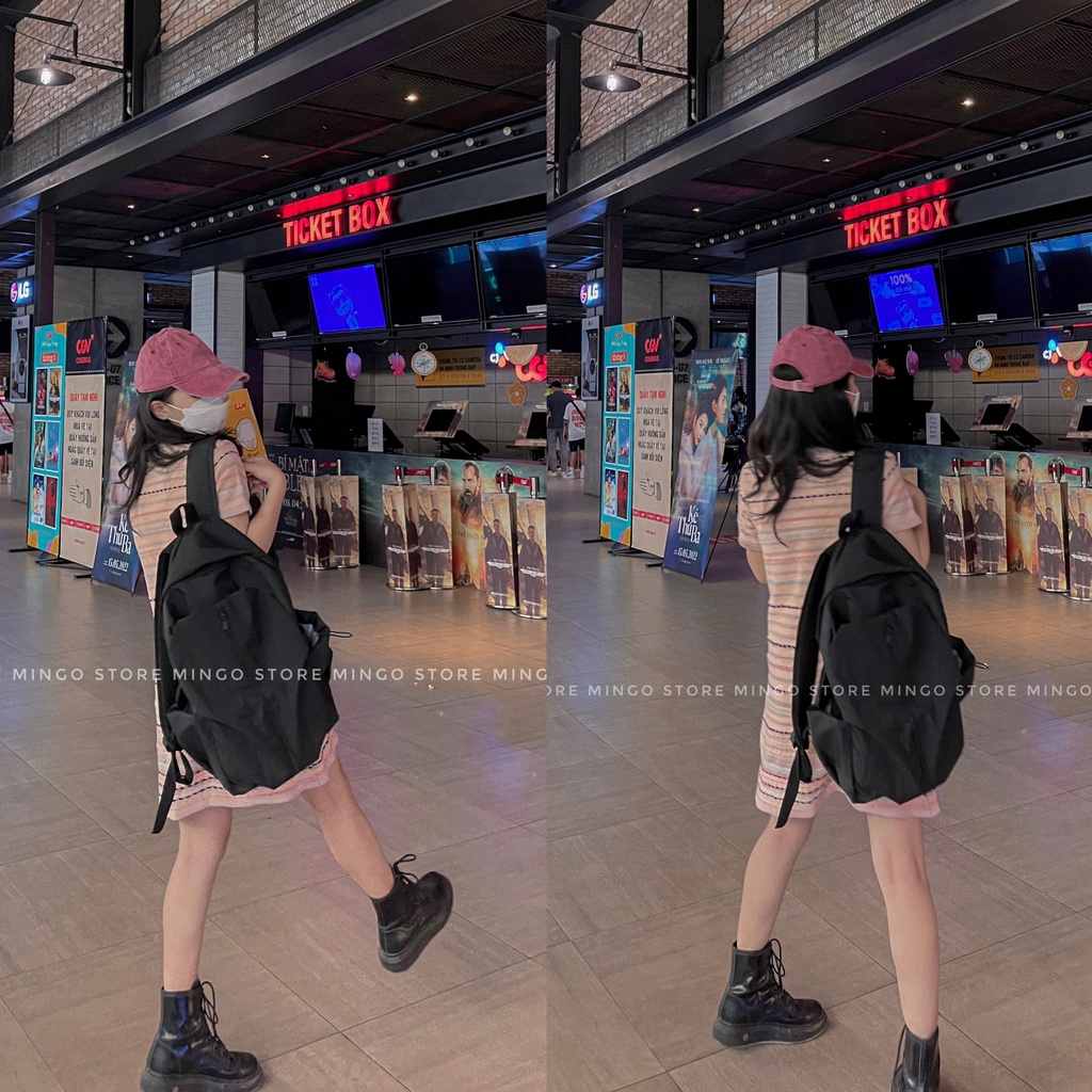 _Balo Ulzzang thời trang dễ thương đi học đi chơi nhiều ngăn khoá dọc xinh xắn