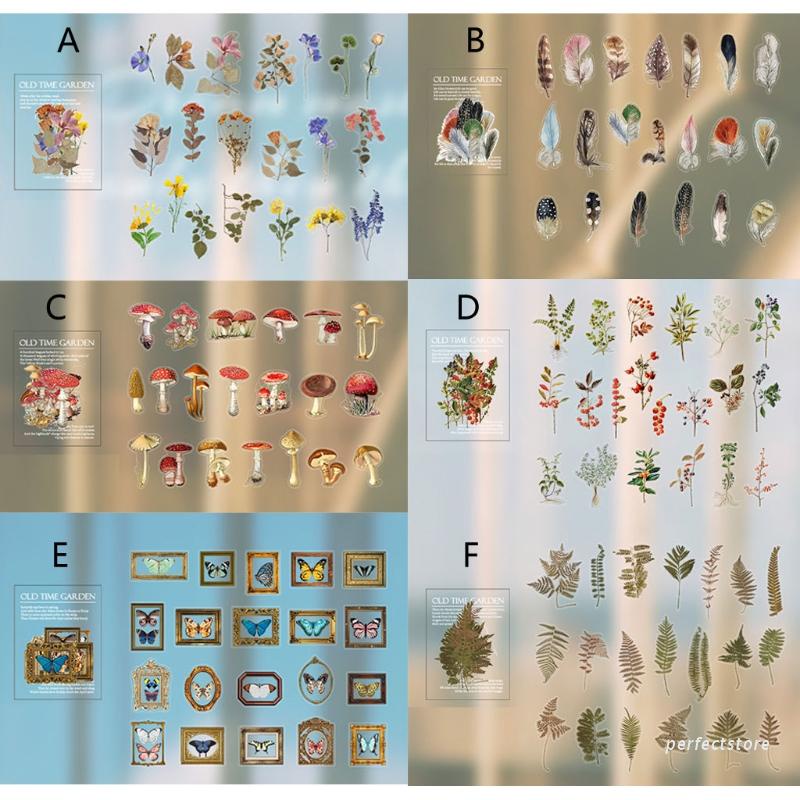 Miếng dán giấy trang trí sổ lưu niệm / album hình thực vật / nấm cổ điển DIY