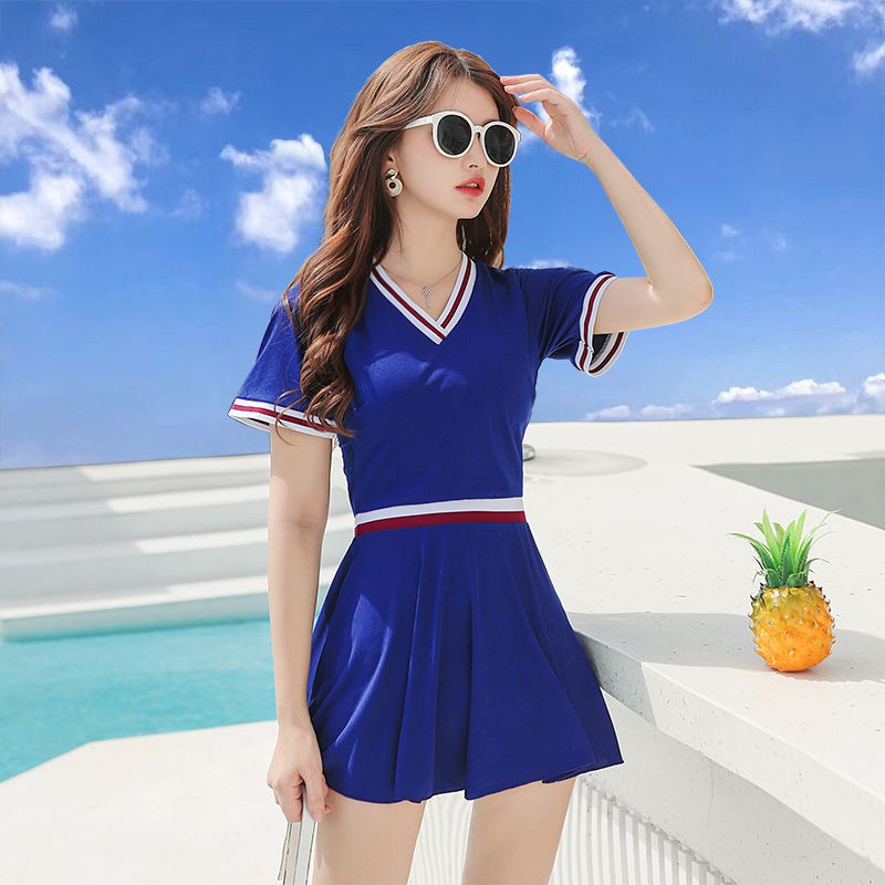 Swimsuit female conservative cover belly showing thin elegant sexy size chest piece boxer shorts plus size student hot spring swimwear | BigBuy360 - bigbuy360.vn
