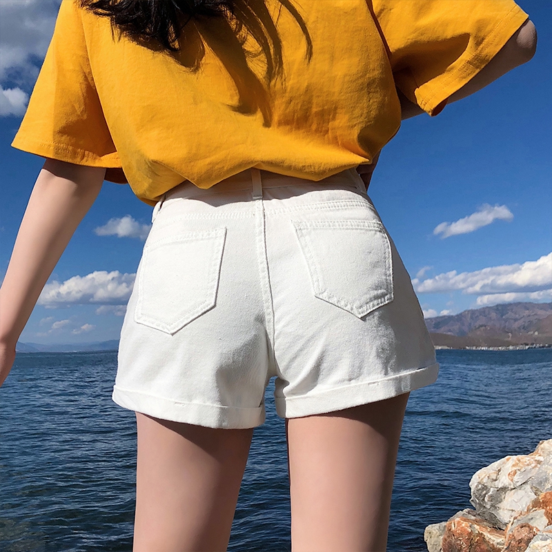 Quần short denim màu trơn năng động cho nữ | BigBuy360 - bigbuy360.vn