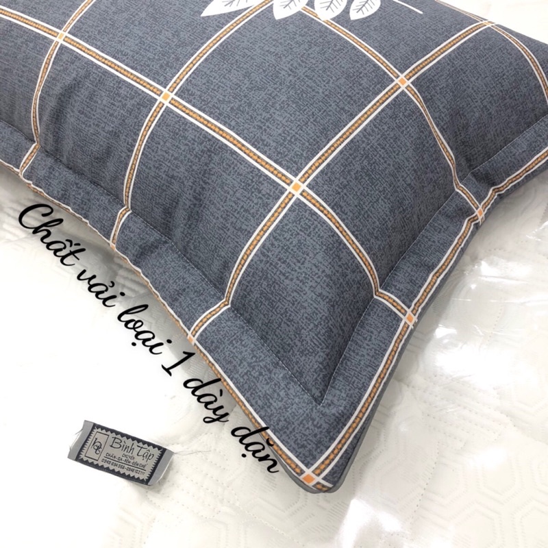 Vỏ Gối Nằm Cotton Hàn 100% Loại 1 Dày Dặn Có Lót Bông Dây Khoá Kéo Size 45x65