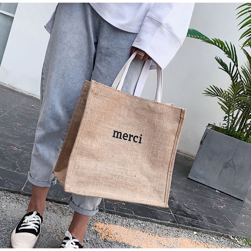 Túi cói Bag.ThanhThu size to MERCI đi biển phong cách 487