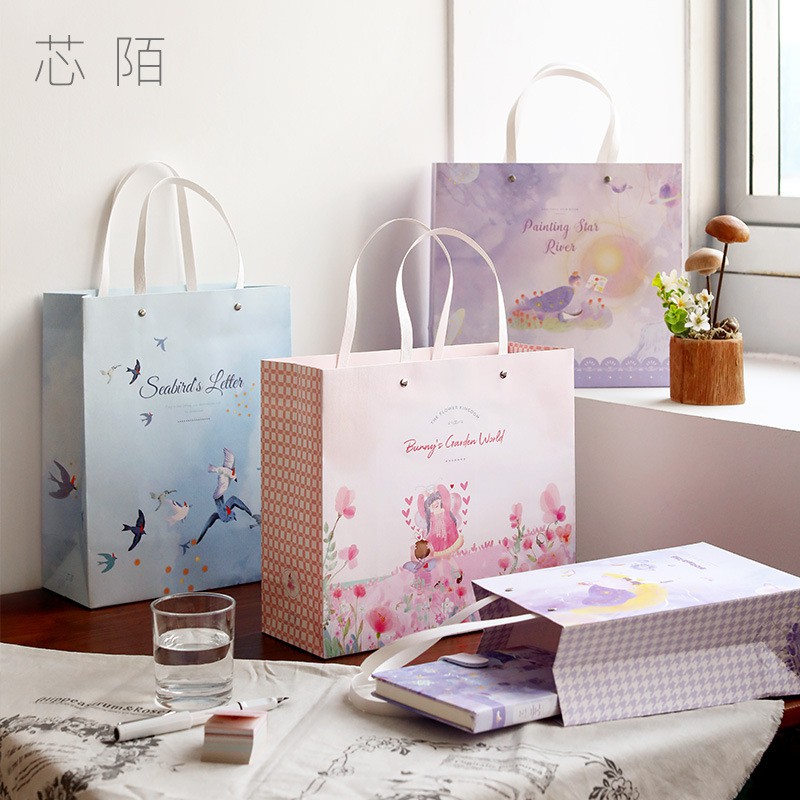 Túi giấy đựng quà chúc mừng quà sinh nhật anh đào phong cách Nhật Bản loại dày túi đựng Tết đi lễ