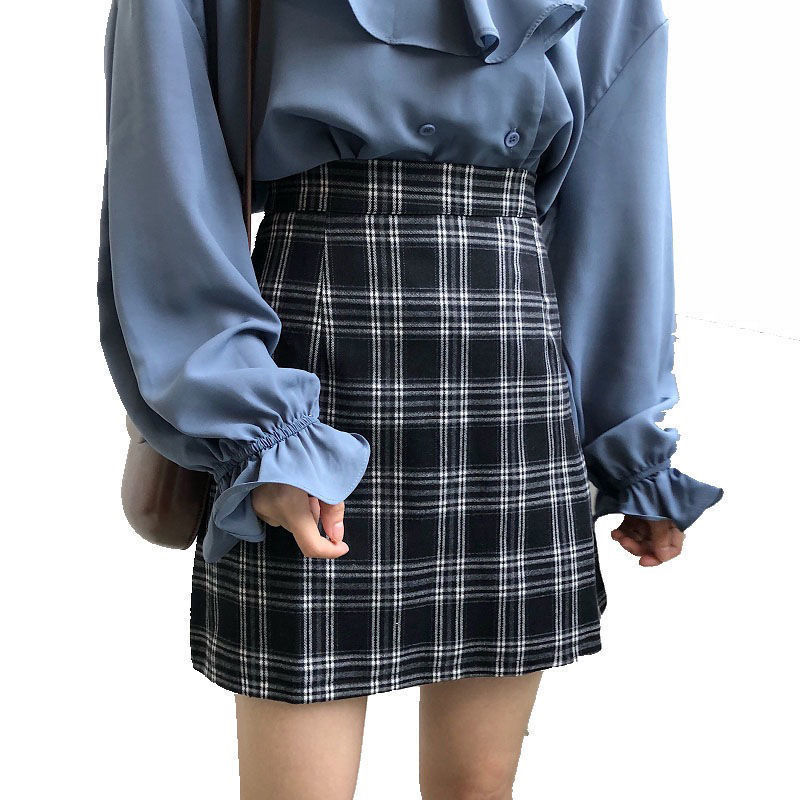 Chân Váy Ngắn Dáng Chữ A Họa Tiết Sọc Caro Phong Cách Retro | BigBuy360 - bigbuy360.vn