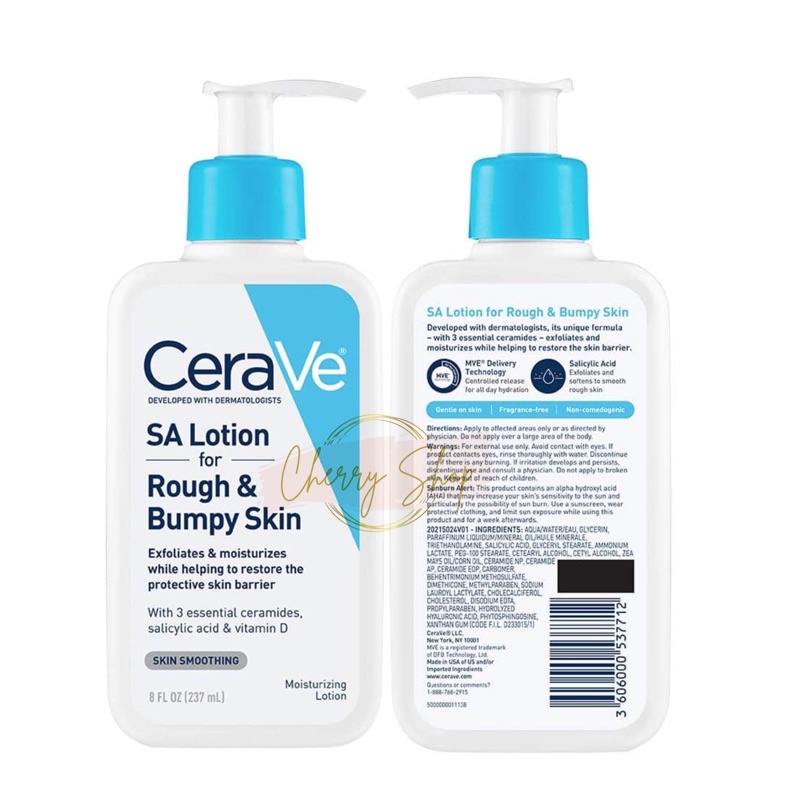 [Hàng USA] Sữa dưỡng ẩm dành cho da khô CeraVe SA Lotion Rough and Bumpy Skin