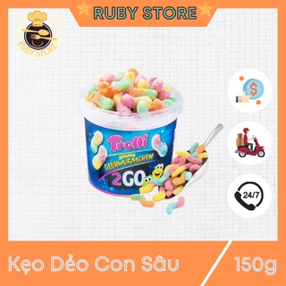 Kẹo dẻo con sâu Trolli Sour Glowworms 2GO Đức 150gr  Date xa