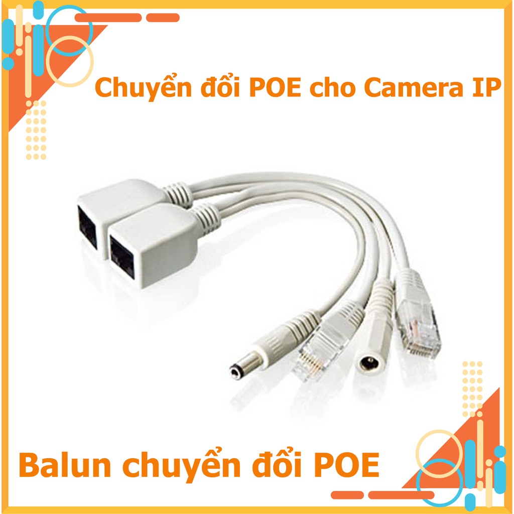 Balun Chuyển Đổi POE Cho Camera IP - Khoảng cách truyền 80M POE Cấp Nguồn Camera Cặp 2 Cái - JacK Nguồn POE Cho Camera