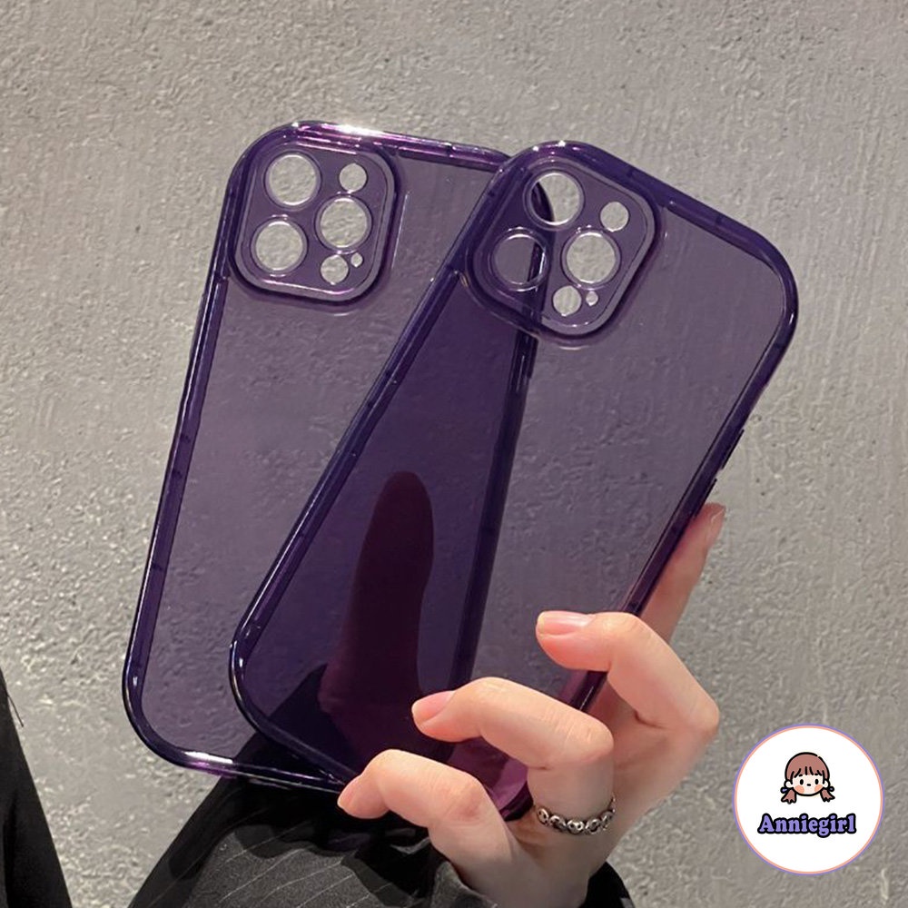 Ốp Điện Thoại TPU Dẻo Trong Suốt Màu Tím Kèm Túi Khí Chống Vỡ Cho IPhone 14 13 12 11 Pro Max X XS XR 8 7 Plus