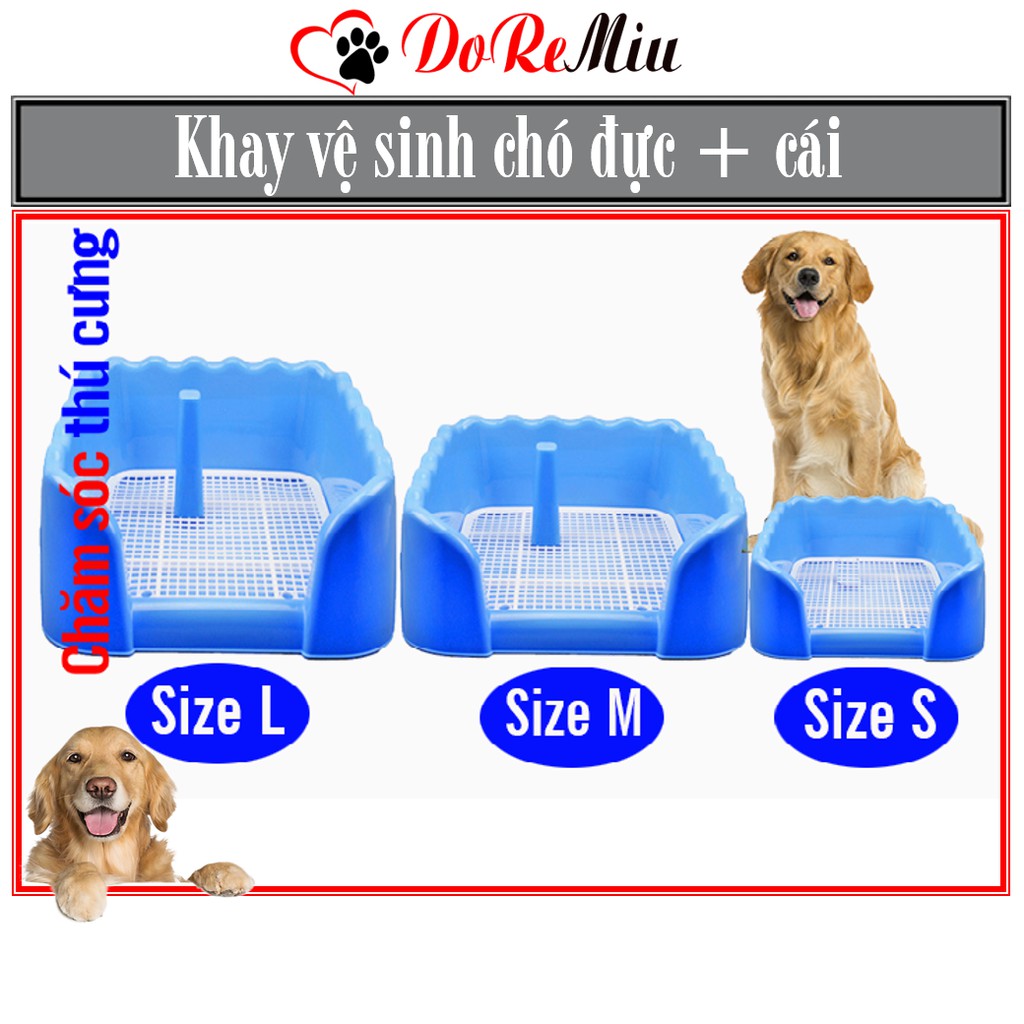 Doremiu- Khay vệ sinh cho chó nhỏ size S (loại có 3 tường chắn) chống văng bẩn chất thải ra nền nhà (không có trụ)