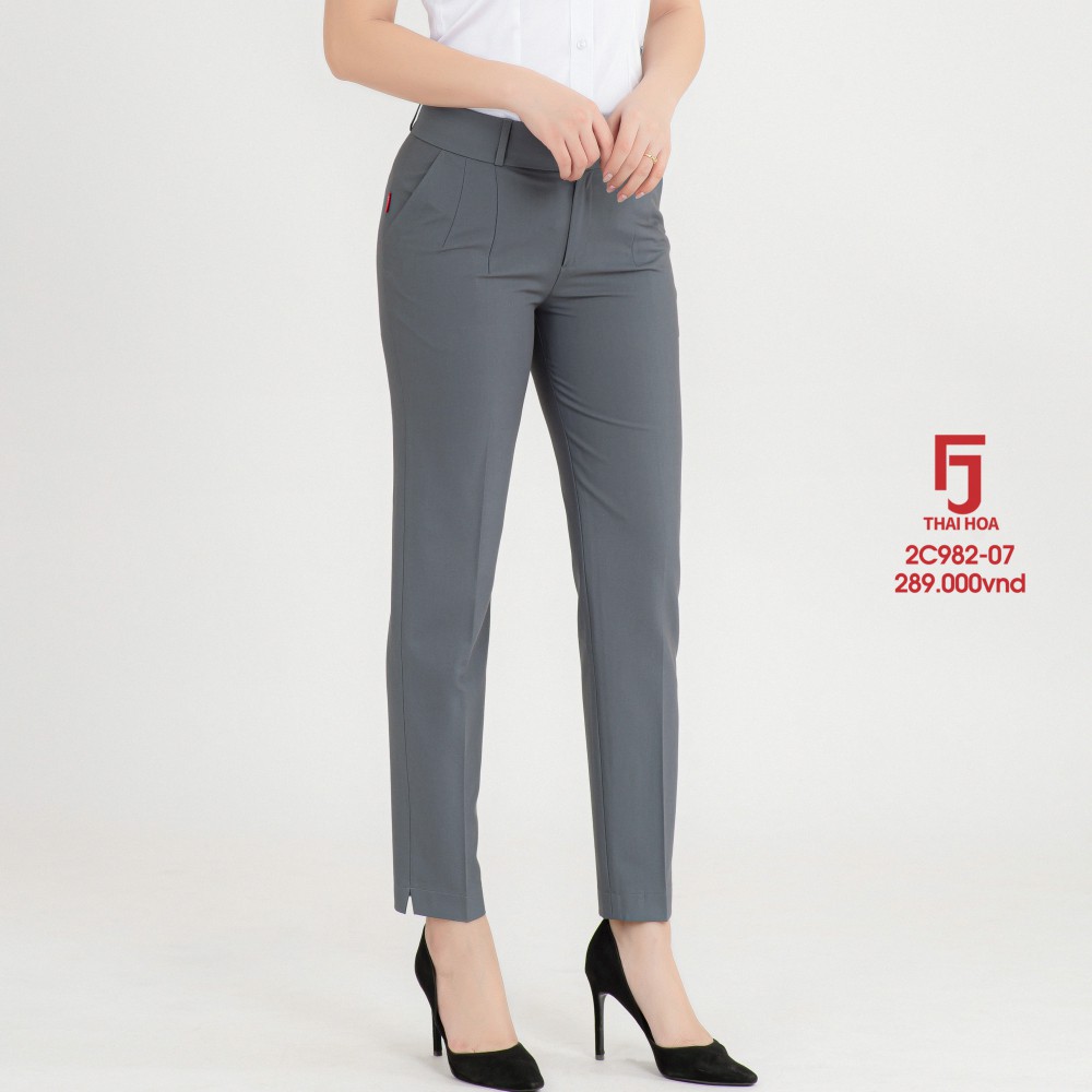 Quân tây nữ công sở đẹp 9 tấc màu ghi xám bigsize trơn Thái Hoà 2c982-07-01
