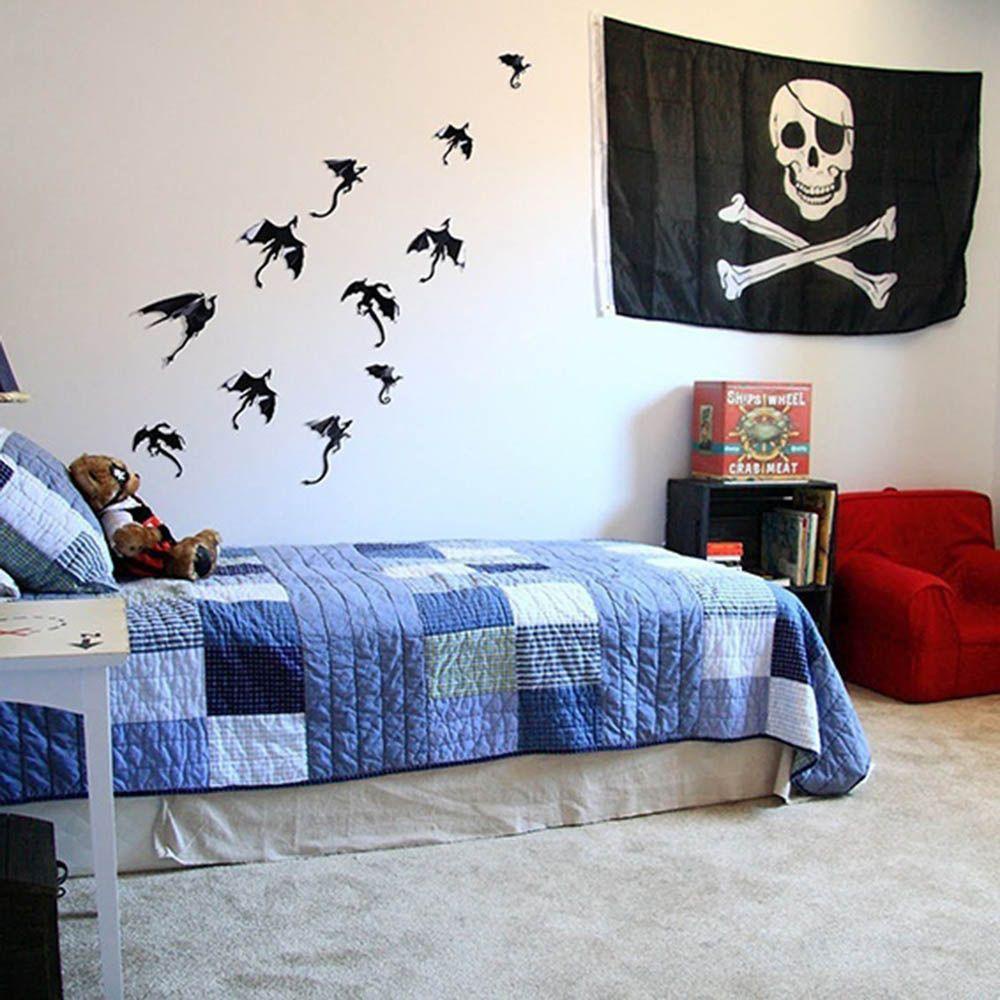 Set 7 Miếng Dán Tường Trang Trí Hình Rồng Phong Cách Gothic